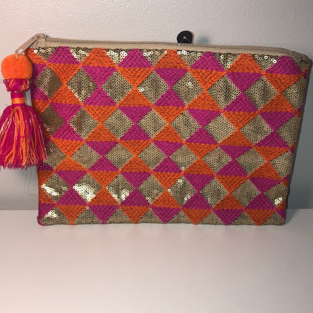 Sequined Patterned Pouch